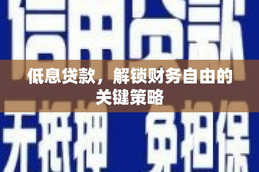 班玛低息贷款，解锁财务自由的关键策略