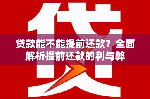 班玛贷款能不能提前还款？全面解析提前还款的利与弊