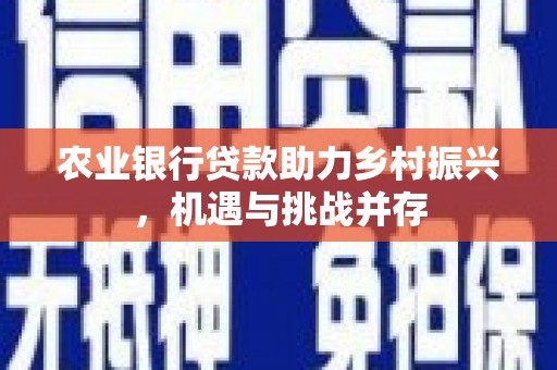 班玛农业银行贷款助力乡村振兴，机遇与挑战并存